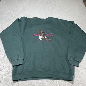 Headwaters Sweatshirt Mens XL Green Bald Eagle Spirit Of Freedom Fleece Graphic
